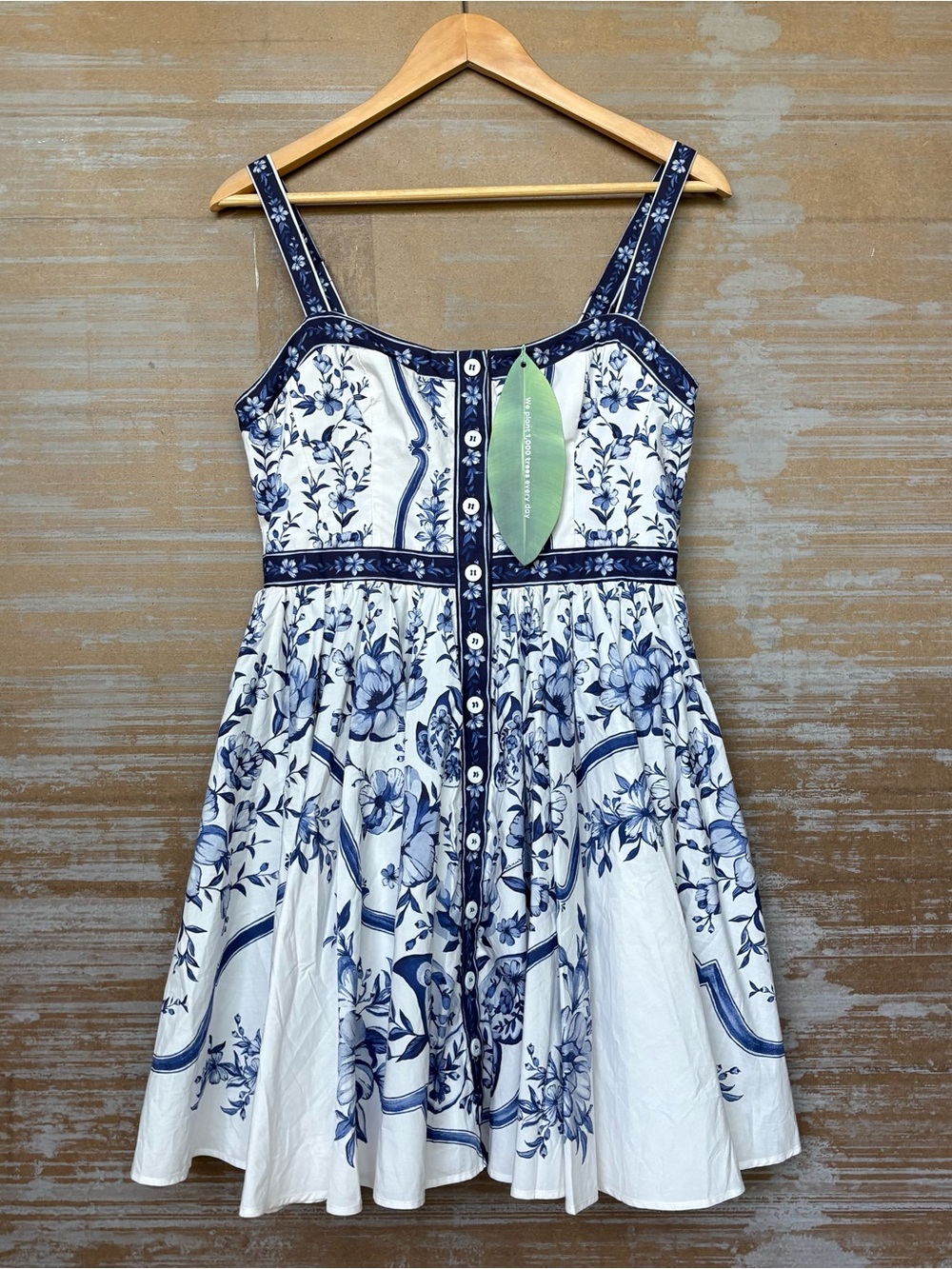 Farm Rio NWT Porcelain Garden Mini Dress Boho Preppy Tropical Womens M - Picture 2 of 9